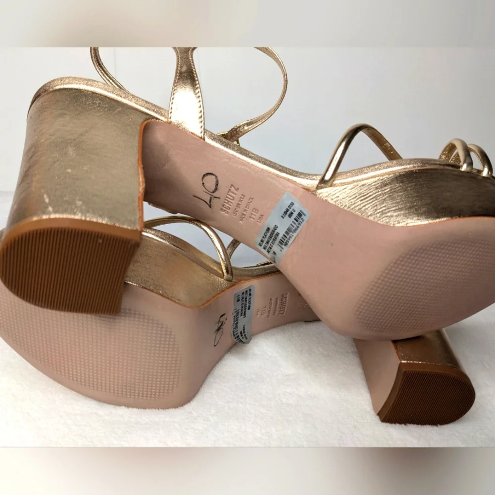 SCHUTZ Gold Kelsie Platform Sandals